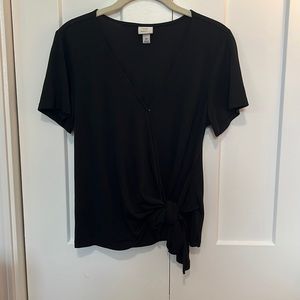Black wrap tie top